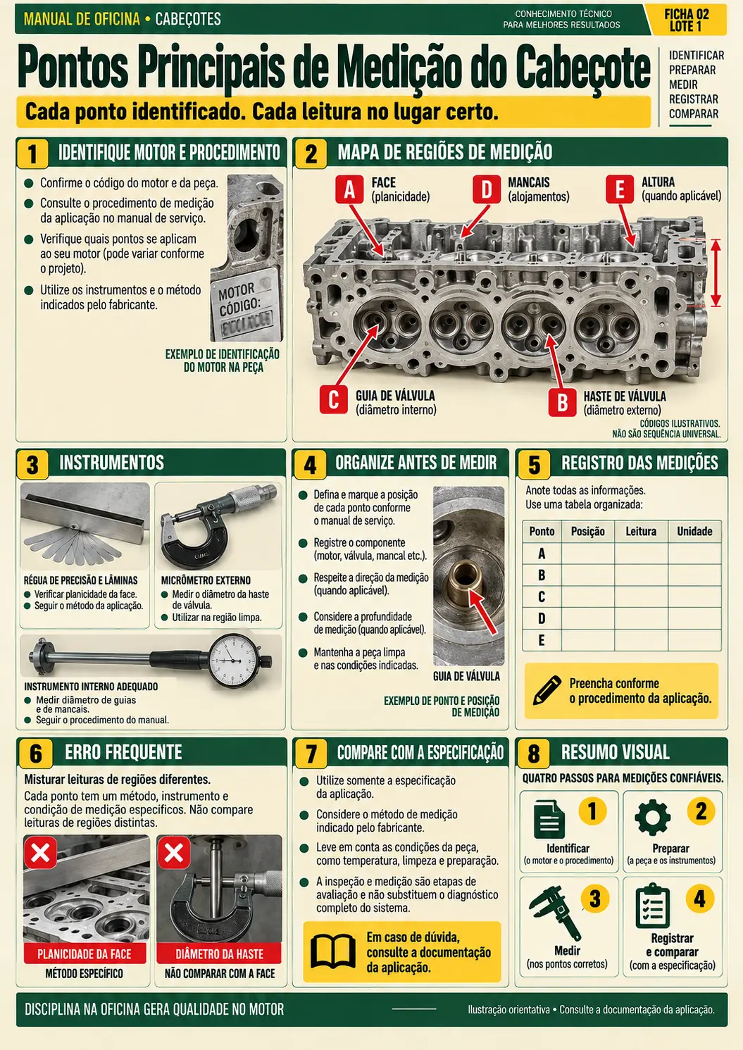 Pontos Principais de Medição do Cabeçote