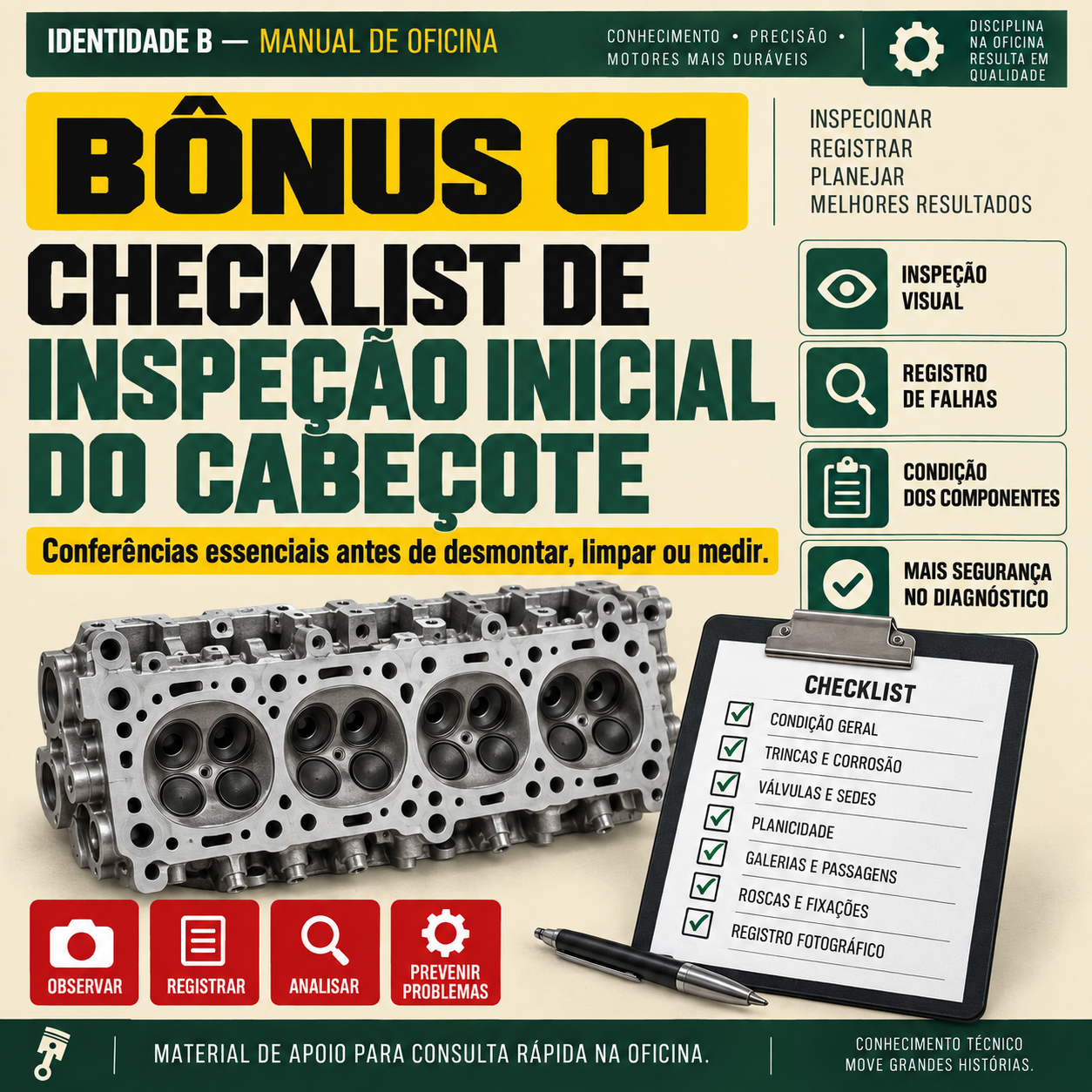 Checklist de Inspeção Inicial do Cabeçote